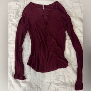 NWOT Intimately by Free People Slub V Neck Long Sleeve Top